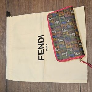 Fendi Multicolor Zucchino Print Coated Canvas Long Zip Wallet + Dustbag